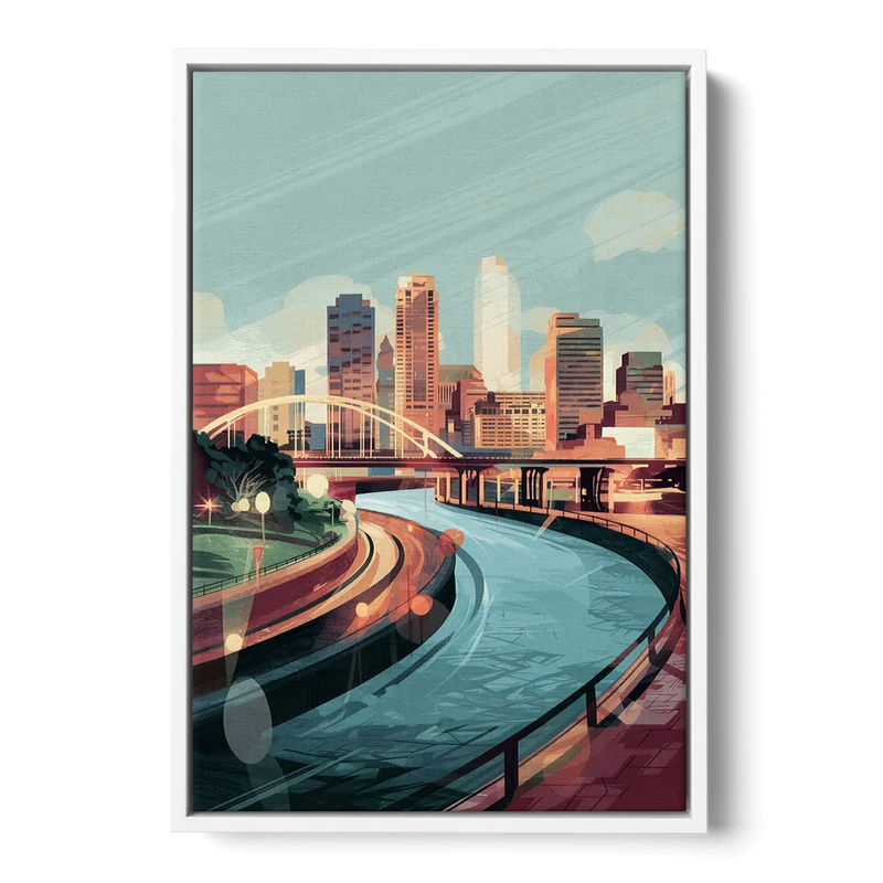 Richmond Riverfront Views Front - White Canvas Wall Art