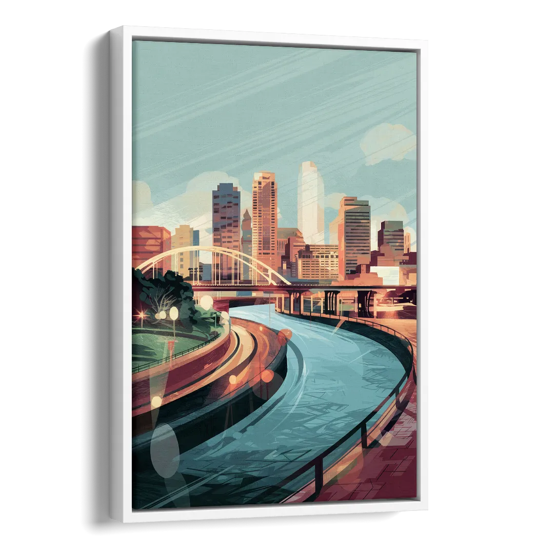 Richmond Riverfront Views Side - White Canvas Wall Art