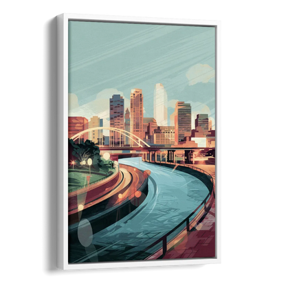 Richmond Riverfront Views Side - White Canvas Wall Art