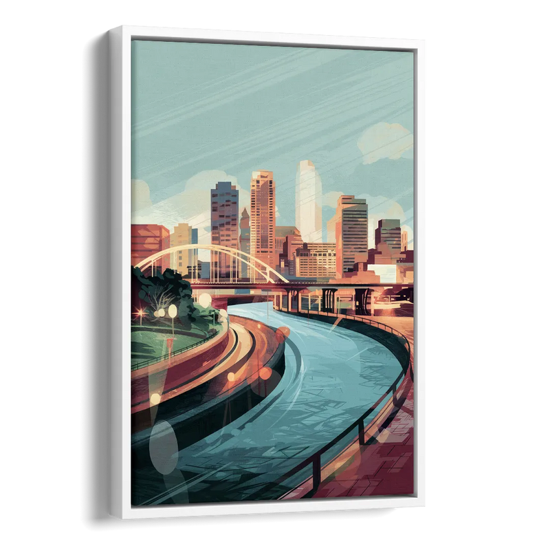 Richmond Riverfront Views Side - White Canvas Wall Art