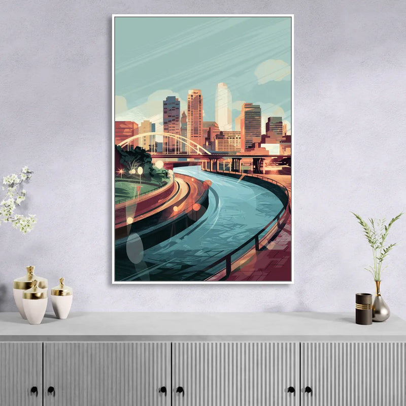 Richmond Riverfront Views Sitting Room - White Canvas Wall Art
