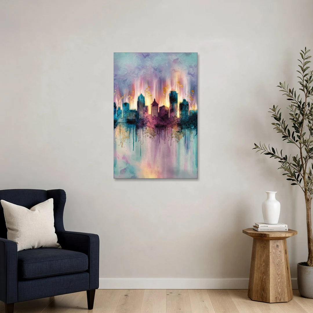 Richmond Skyline Glow - Canvas Wall Art - Sofa - 24x36