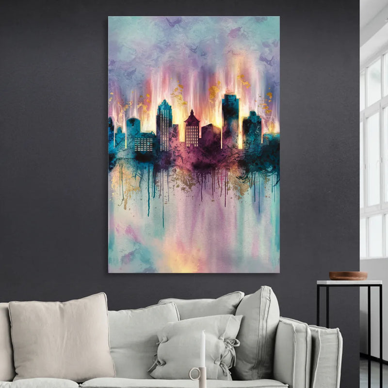 Richmond Skyline Glow Living Room - Canvas Wall Art