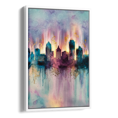 Richmond Skyline Glow Side - White Canvas Wall Art