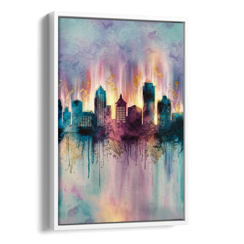 Richmond Skyline Glow Side - White Canvas Wall Art