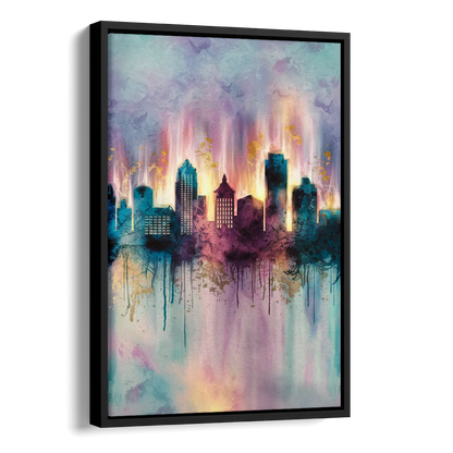 Richmond Skyline Glow Side - Black Canvas Wall Art