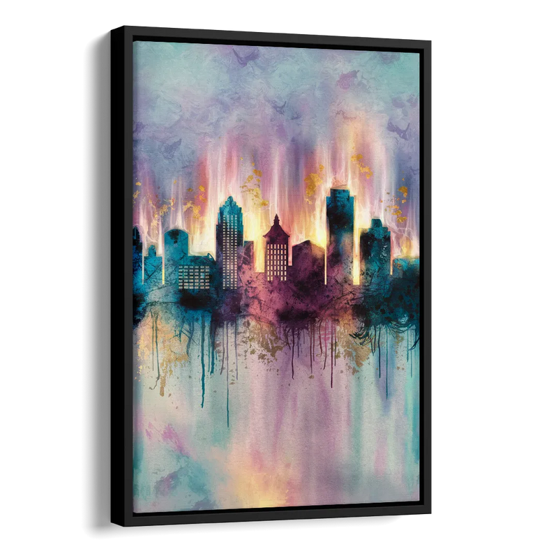 Richmond Skyline Glow Side - Black Canvas Wall Art