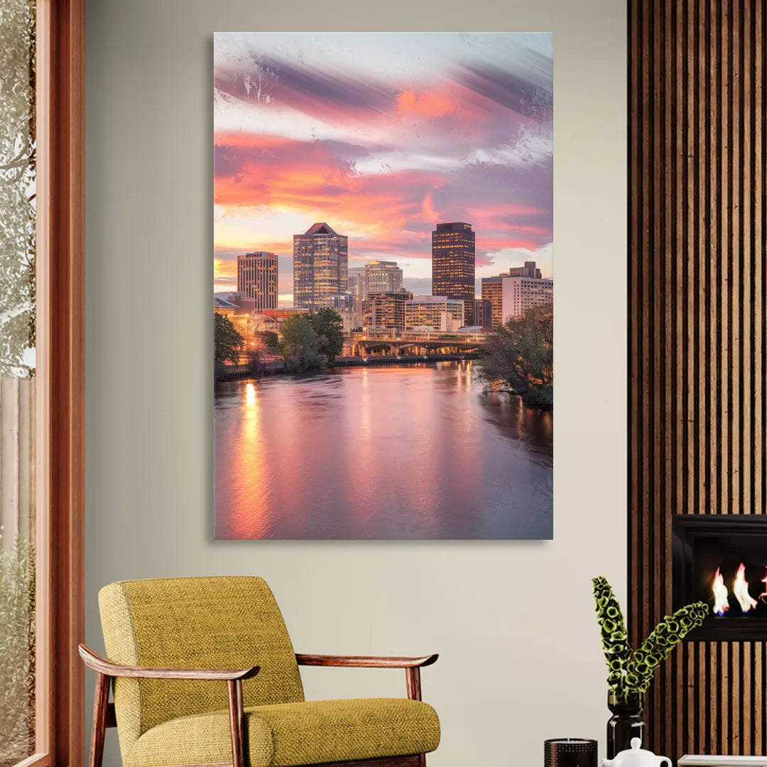 Richmond Skyline Sunset Sitting Room - Canvas Wall Art