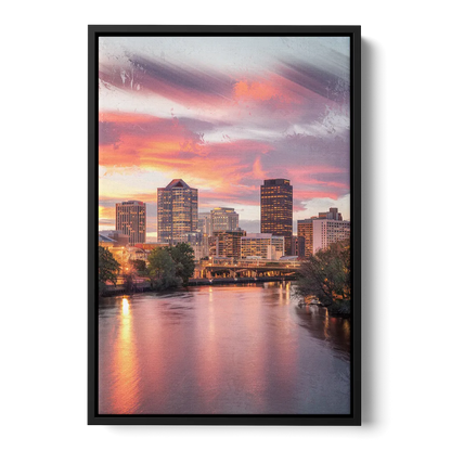 Richmond Skyline Sunset Front - Black Canvas Wall Art