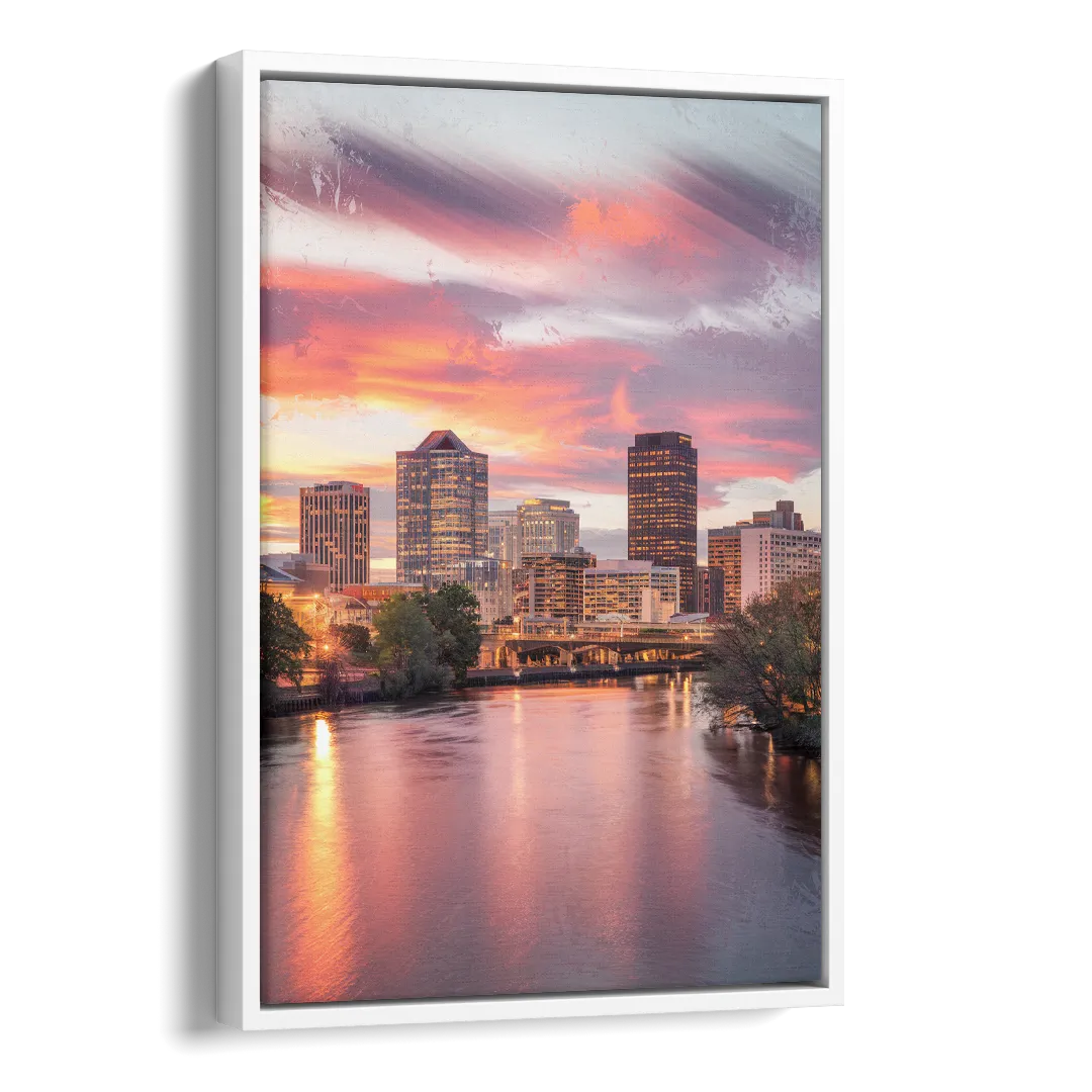 Richmond Skyline Sunset Side - White Canvas Wall Art