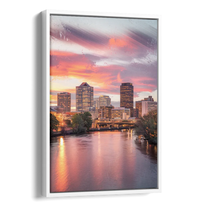 Richmond Skyline Sunset Side - White Canvas Wall Art