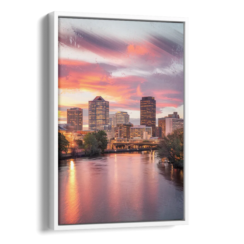 Richmond Skyline Sunset Side - White Canvas Wall Art