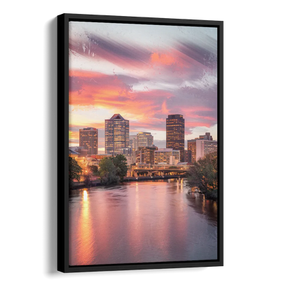 Richmond Skyline Sunset Side - Black Canvas Wall Art