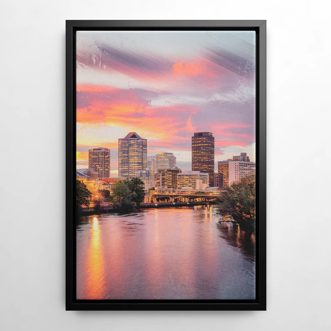 Richmond Skyline Sunset - Black Frame Canvas