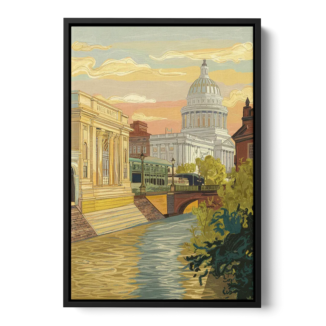 Richmond Urban Landmarks Front - Black Canvas Wall Art