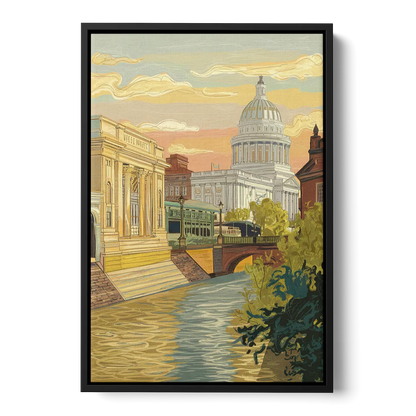 Richmond Urban Landmarks Front - Black Canvas Wall Art