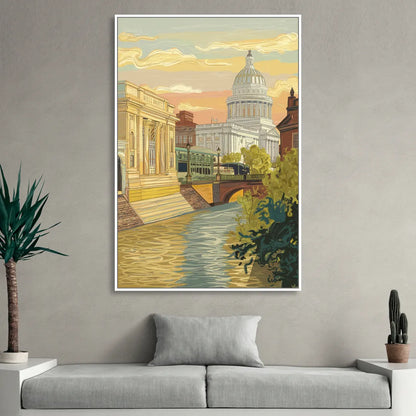 Richmond Urban Landmarks Sitting Room - White Canvas Wall Art