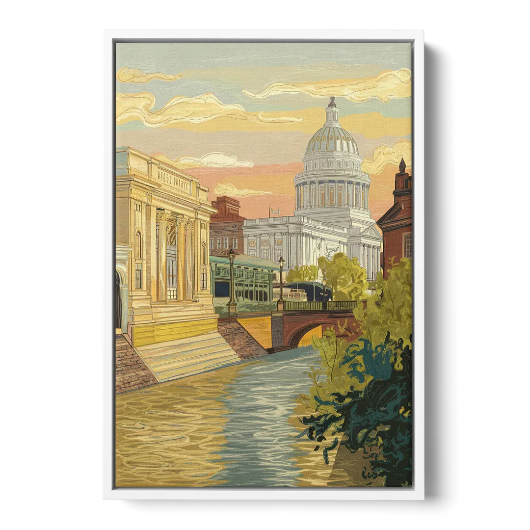 Richmond Urban Landmarks Front - White Canvas Wall Art