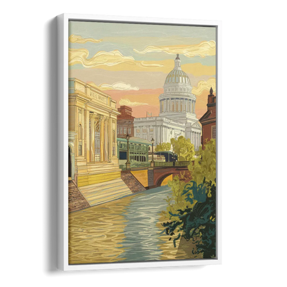 Richmond Urban Landmarks Side - White Canvas Wall Art