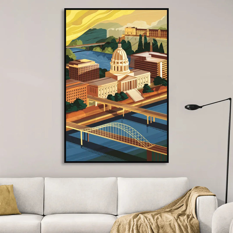 Richmond Virginia Capitals Living Room - Black Canvas Wall Art