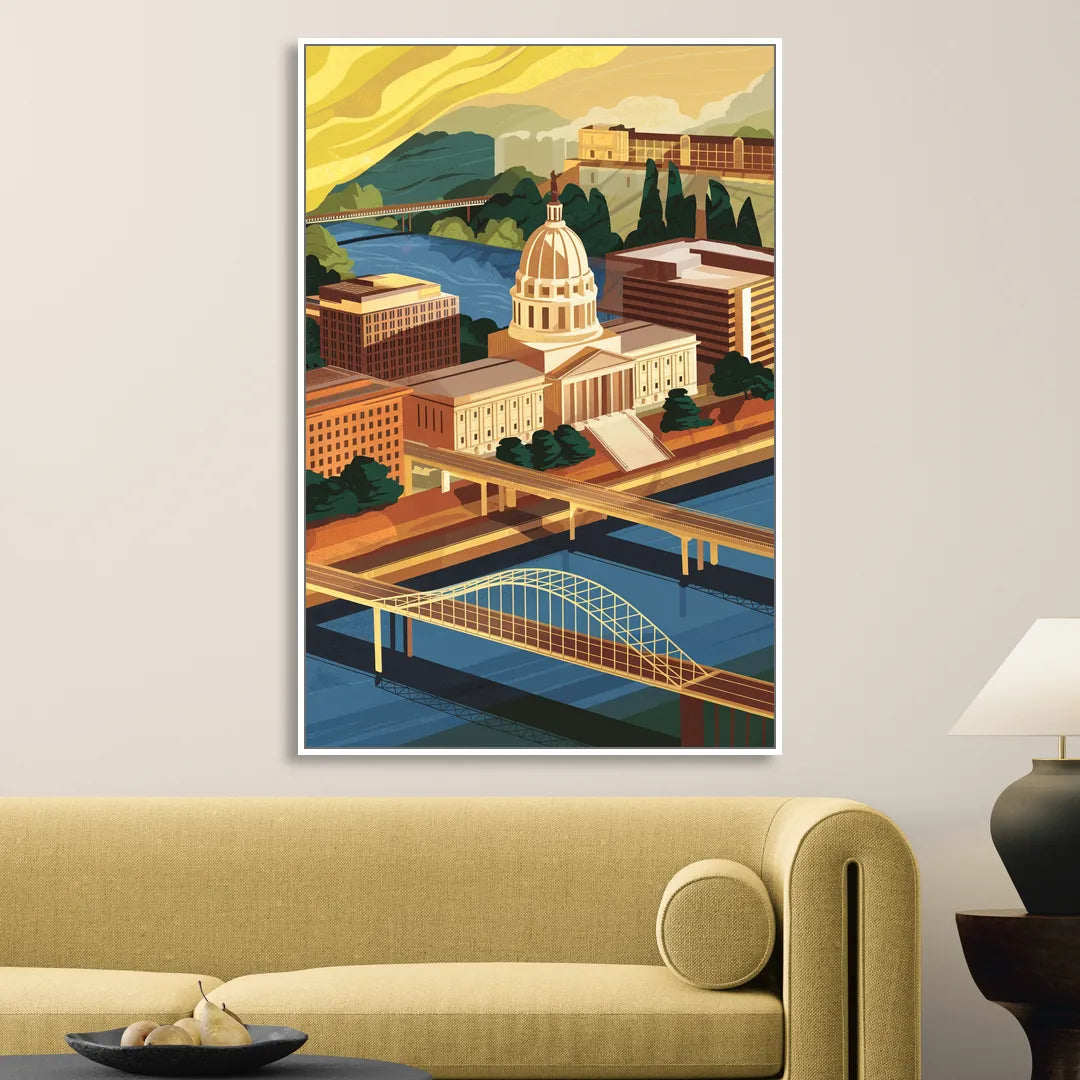 Richmond Virginia Capitals Sitting Room - White Canvas Wall Art