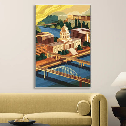 Richmond Virginia Capitals Sitting Room - White Canvas Wall Art