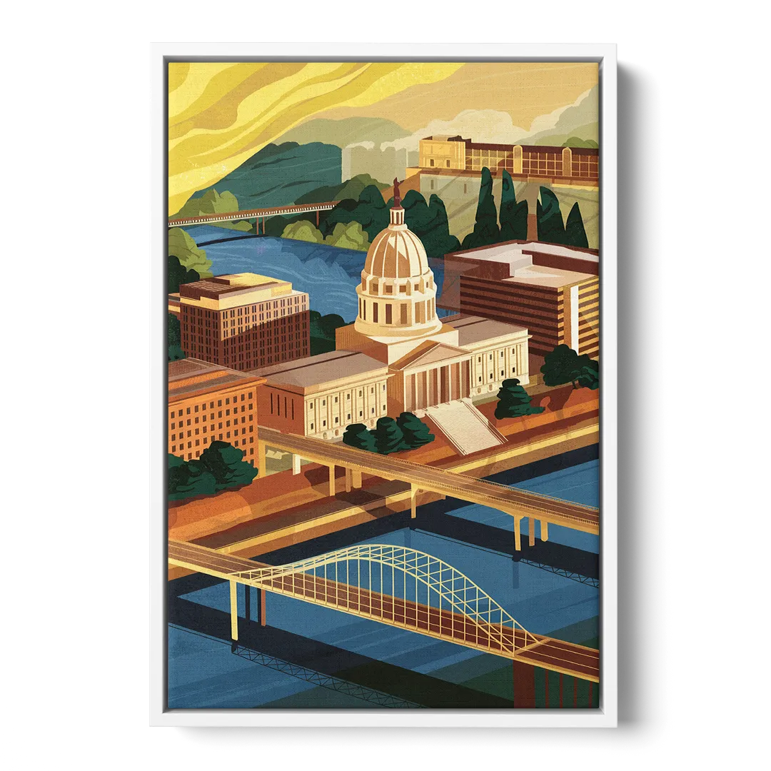 Richmond Virginia Capitals Front - White Canvas Wall Art