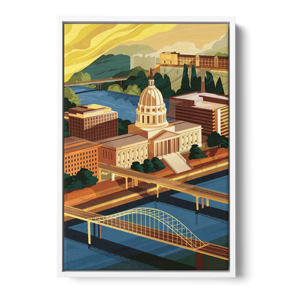 Richmond Virginia Capitals Front - White Canvas Wall Art