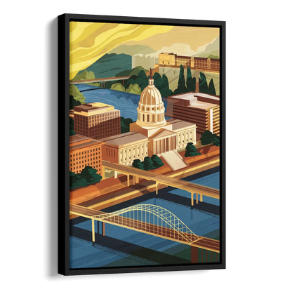 Richmond Virginia Capitals Side - Black Canvas Wall Art