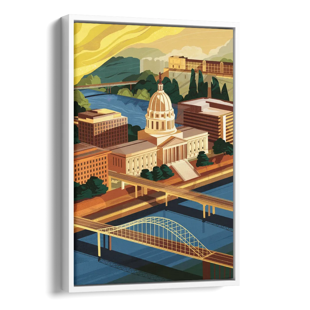Richmond Virginia Capitals Side - White Canvas Wall Art