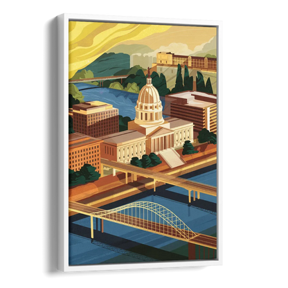 Richmond Virginia Capitals Side - White Canvas Wall Art