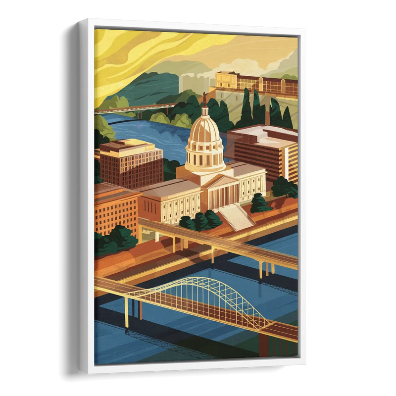 Richmond Virginia Capitals Side - White Canvas Wall Art