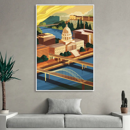 Richmond Virginia Capitals Living Room - White Canvas Wall Art