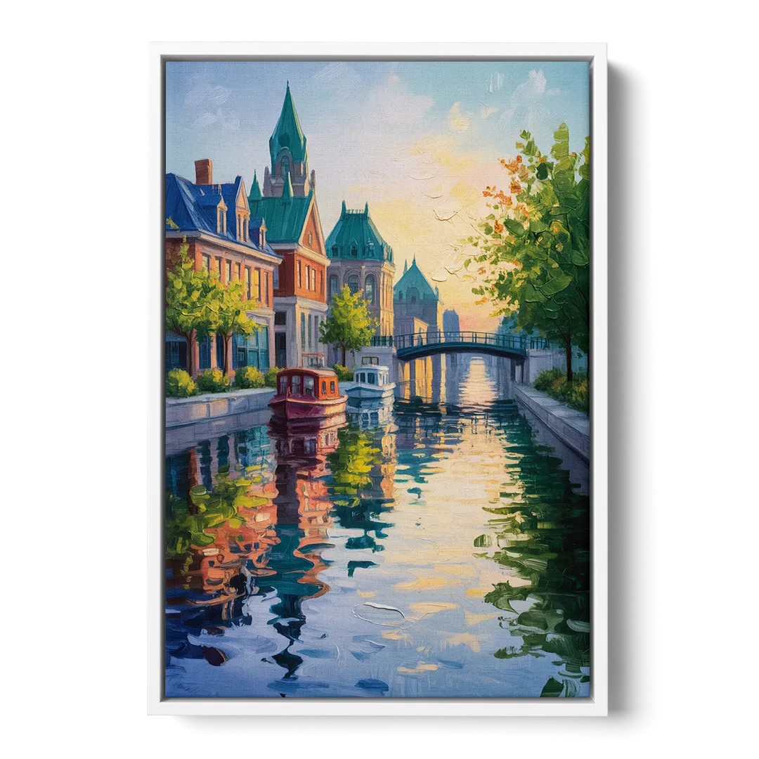 Rideau Canal Reflections Front - White Canvas Wall Art