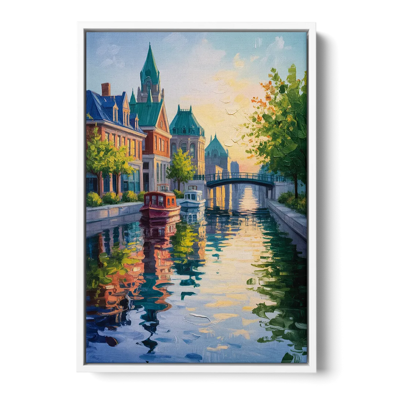 Rideau Canal Reflections Front - White Canvas Wall Art