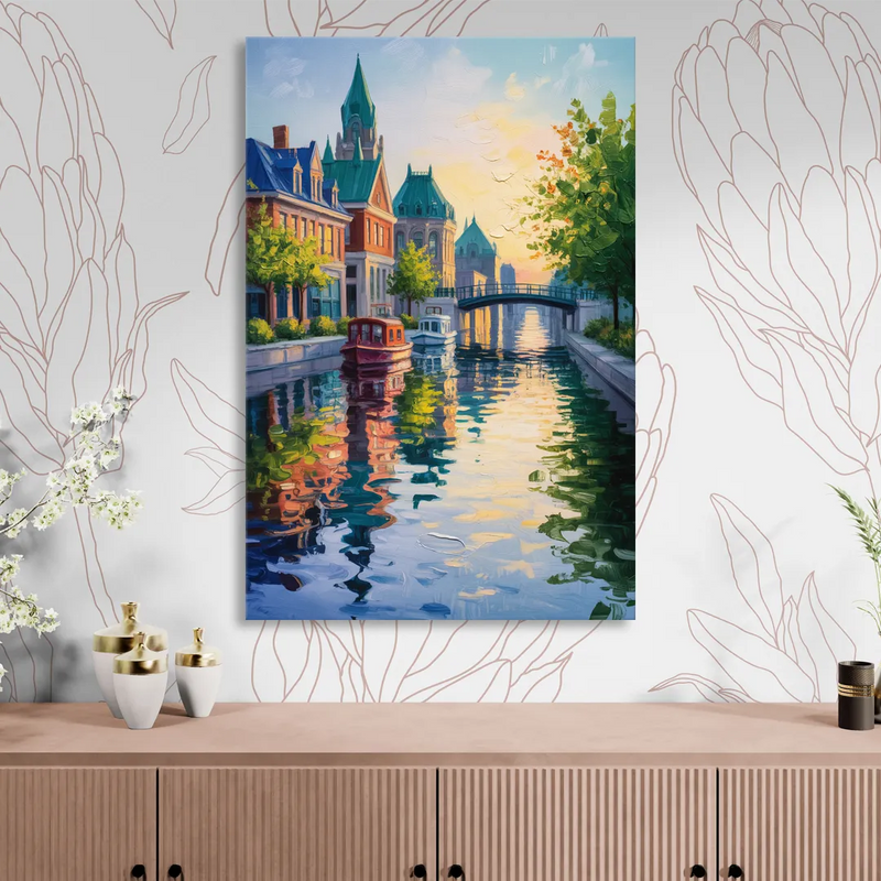 Rideau Canal Reflections Living Room - Canvas Wall Art