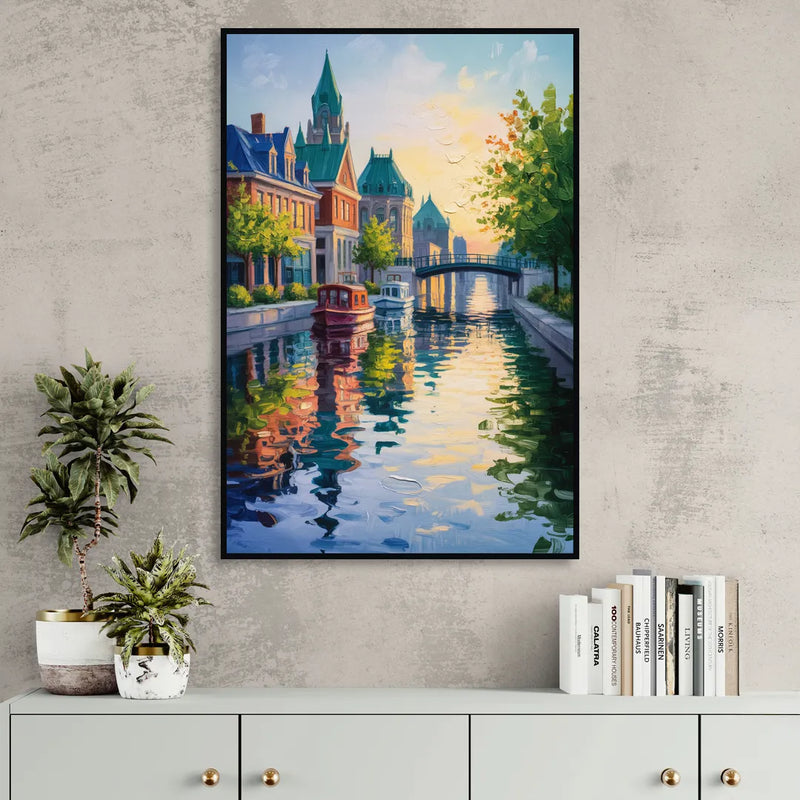 Rideau Canal Reflections Sitting Room - Black Canvas Wall Art