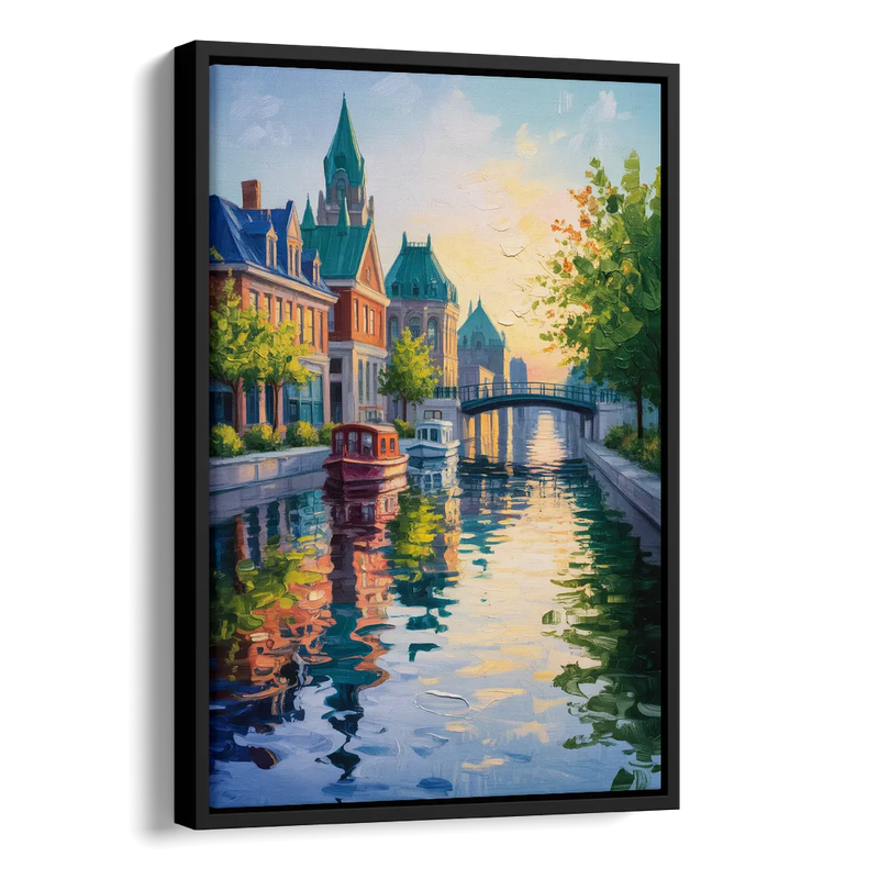 Rideau Canal Reflections Side - Black Canvas Wall Art
