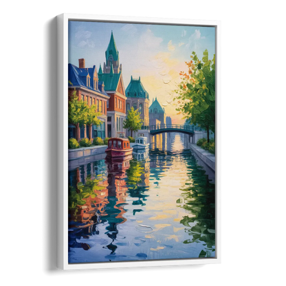 Rideau Canal Reflections Side - White Canvas Wall Art