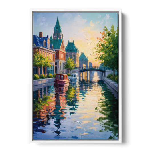 Rideau Canal Reflections - White Framed Canvas Wall Art - Front
