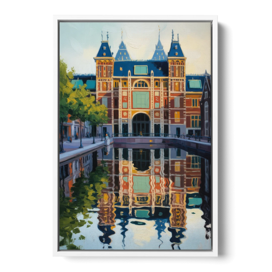 Rijksmuseum Reflections - White Framed Canvas Wall Art - Front