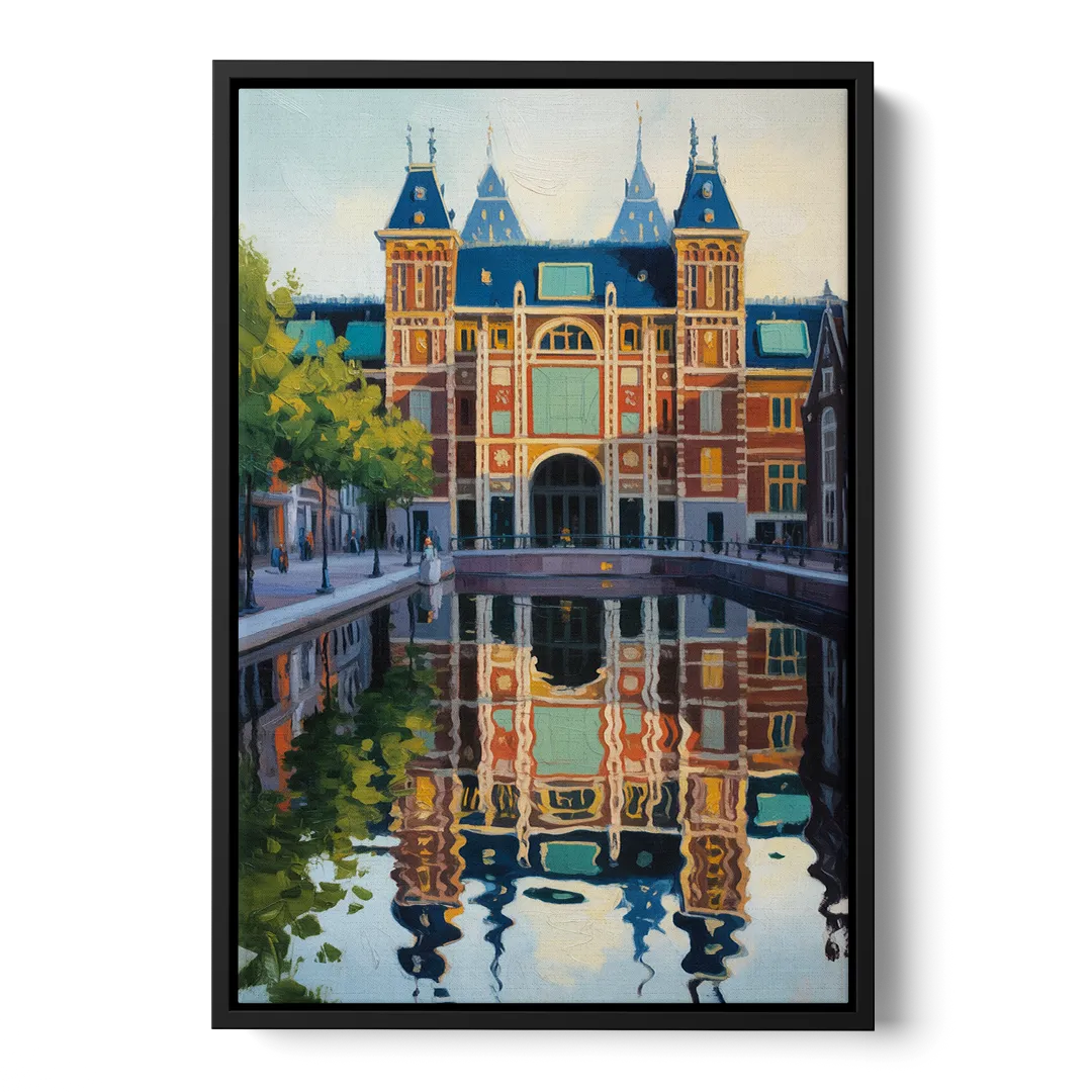 Rijksmuseum Reflections Front - Black Canvas Wall Art