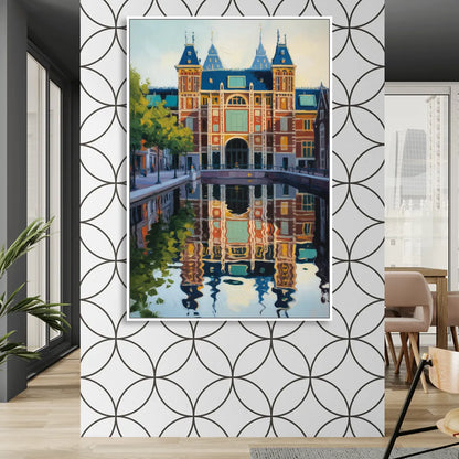 Rijksmuseum Reflections Living Room - White Canvas Wall Art