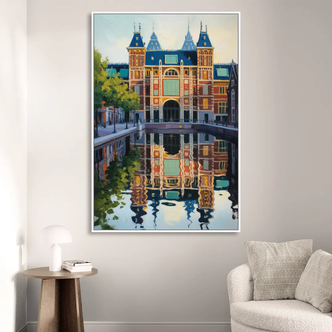 Rijksmuseum Reflections Sitting Room - White Canvas Wall Art
