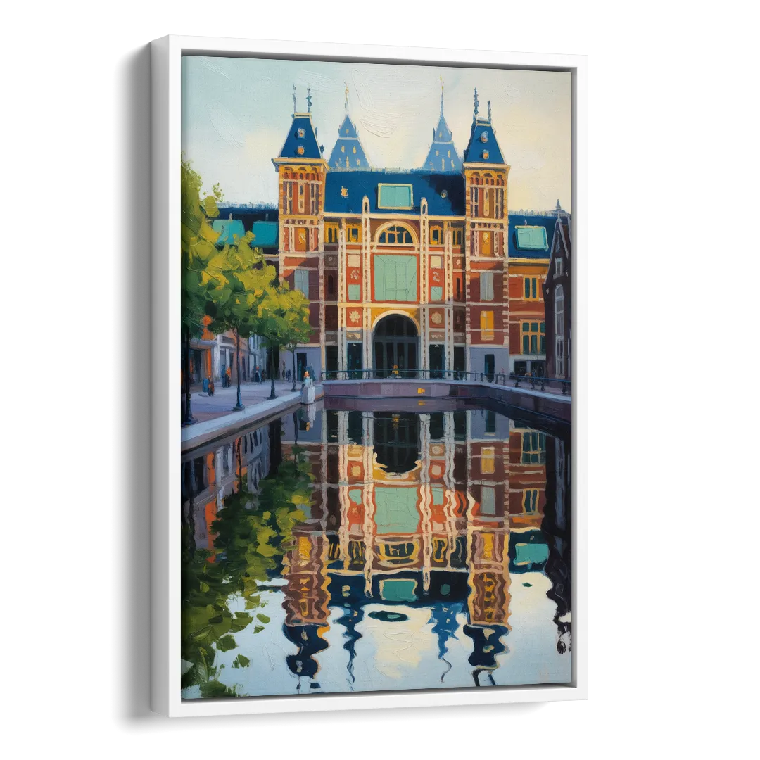 Rijksmuseum Reflections Side - White Canvas Wall Art