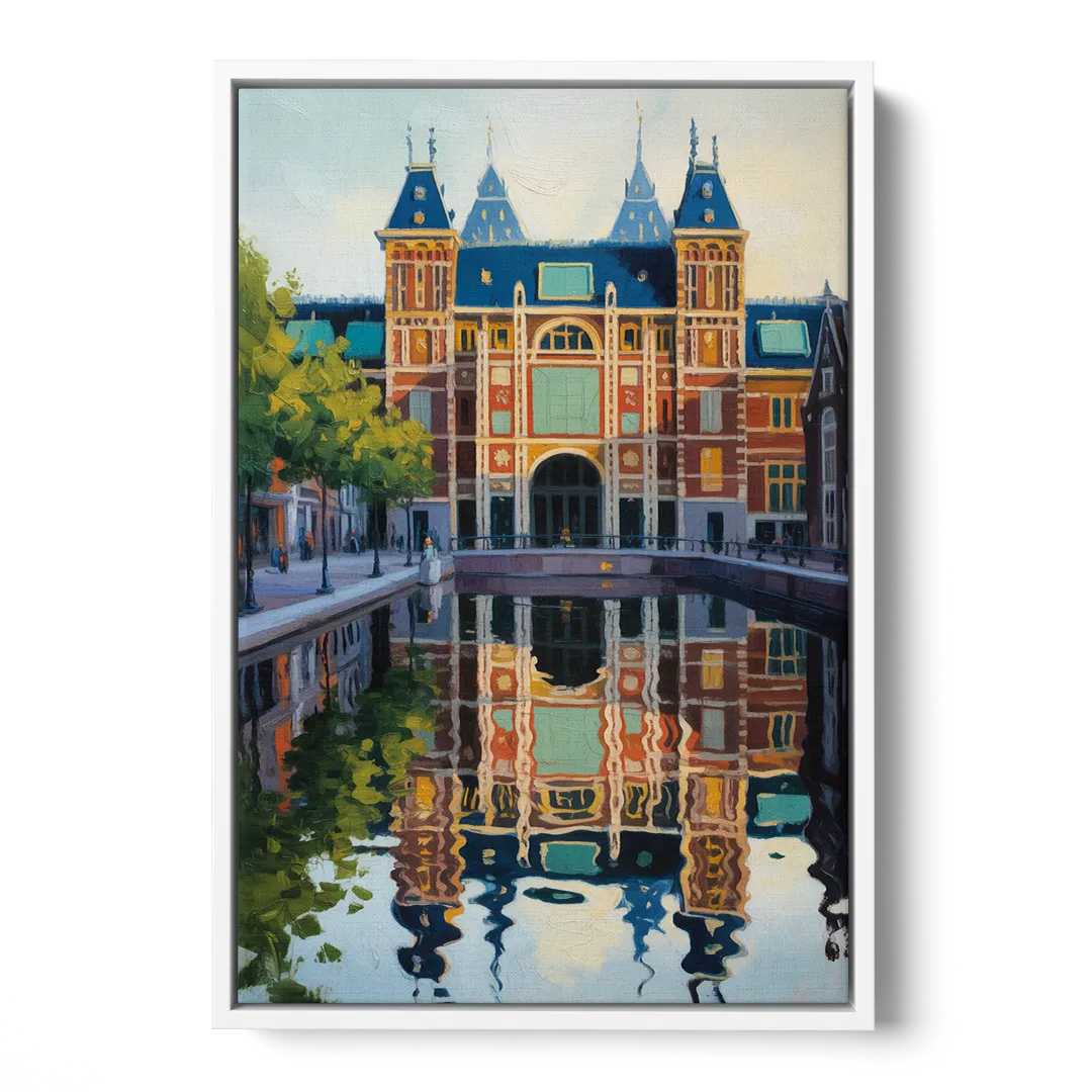 Rijksmuseum Reflections Front - White Canvas Wall Art