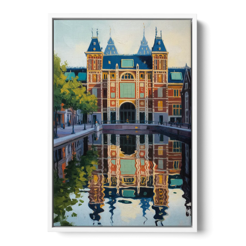 Rijksmuseum Reflections Front - White Canvas Wall Art