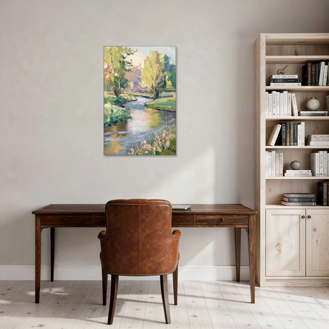 Riverside Artistic Riverfront - Canvas Wall Art - Office - 24x36