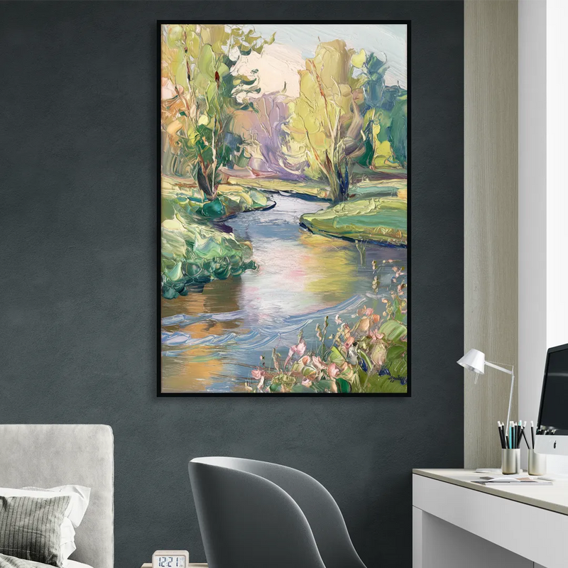 Riverside Artistic Riverfront Sitting Room - Black Canvas Wall Art