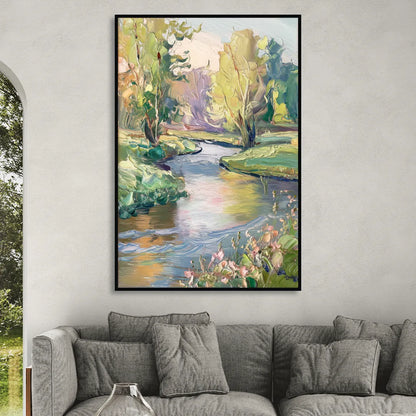 Riverside Artistic Riverfront Living Room - Black Canvas Wall Art